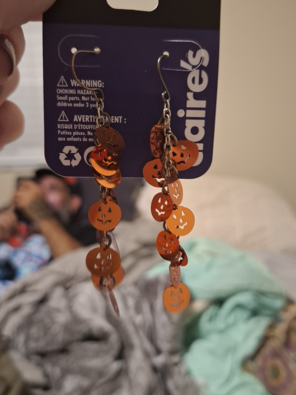 Claire's Orange Halloween Jack-O'-Lantern Dangle Earrings